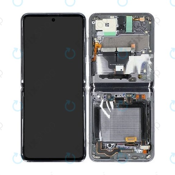 Samsung Galaxy Z Flip 5G F707B - LCD Display + Touchscreen Front Glas + Rahmen (Mystic Gray) - GH82-23351A Genuine Service Pack