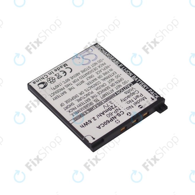 Batterie für Casio Exilim Zoom EX-Z19, EX-Z85, EX-Z9, 720mAh, Li-Ion, 3.7V, NP-60, HQ