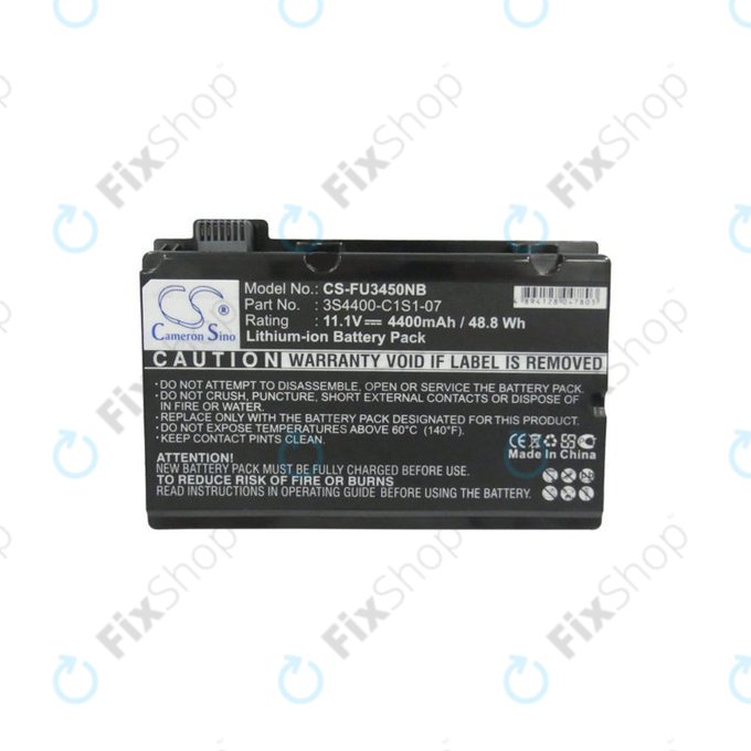 Batterie für Fujitsu Amilo Pi3450, Amilo Pi3525, Amilo Pi3540, 4400mAh, Li-Ion, 11.1V, 3S4400-C1S1-07, HQ