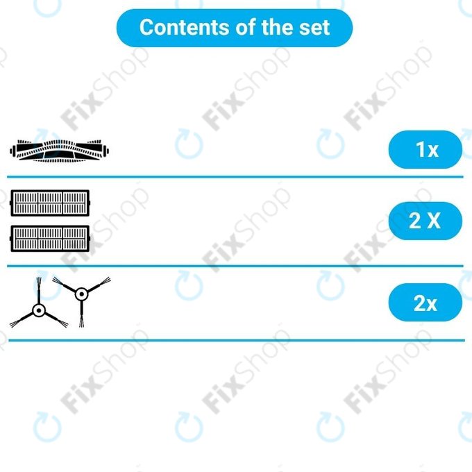 Ersatzteilset für Xiaomi Dreame Bot L10 Pro, D9, D9 Pro, D9 Max, Trouver LDS (1x Hauptbürste, 2x Filter, 2x Seitenbürsten)