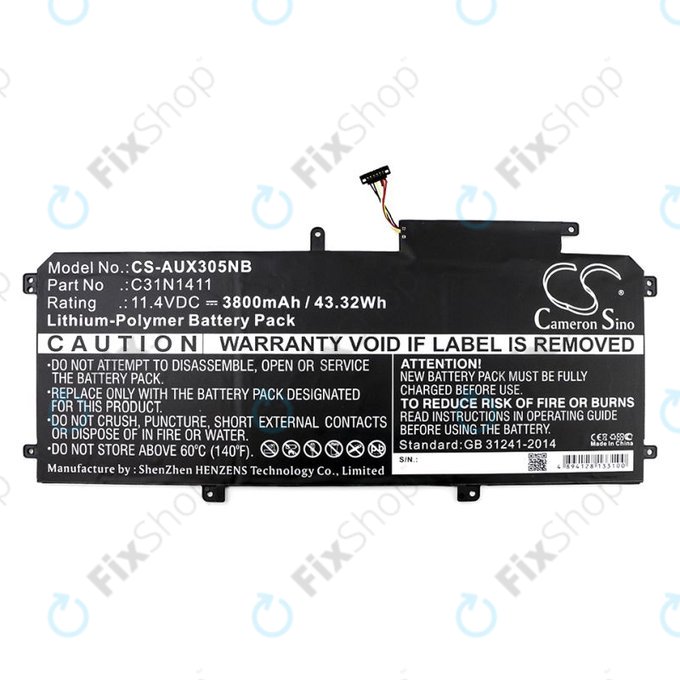 Akku batterie für Asus Zenbook UX305, 3800mAh, Li-Pol, 11.4V, C31N1411, HQ