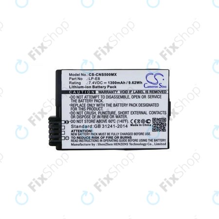 Canon EOS 550D, 600D, 650D, 700D, Kiss X4, X5, X6i, Rebel T2i, T3i, T4i, T5i - Akku Batterie LP-E8 Li-Ion 1300mAh HQ