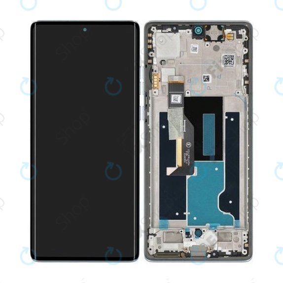 Motorola Edge 50 Fusion - LCD Display + Touchscreen Front Glas + Rahmen (Marshmallow Blue) - 5D68C24359 Genuine Service Pack