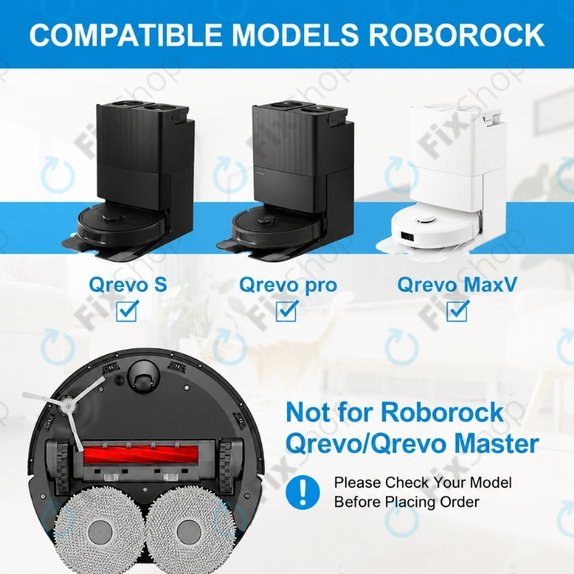 Ersatzteilset für Roborock Qrevo MaxV, Pro, S (1x Hauptbürste, 2x Filter, 2x Seitenbürste, 4x Wischtuch, 2x Staubbeutel)