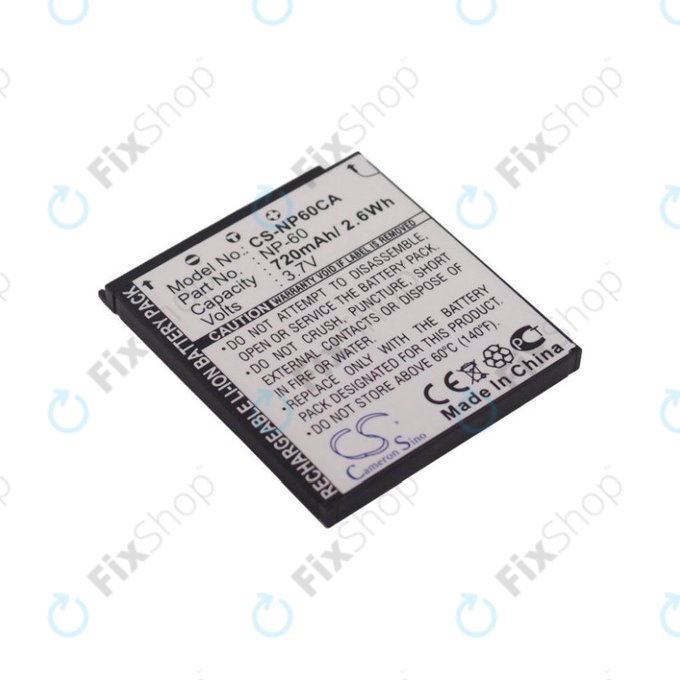 Batterie für Casio Exilim Zoom EX-Z19, EX-Z85, EX-Z9, 720mAh, Li-Ion, 3.7V, NP-60, HQ