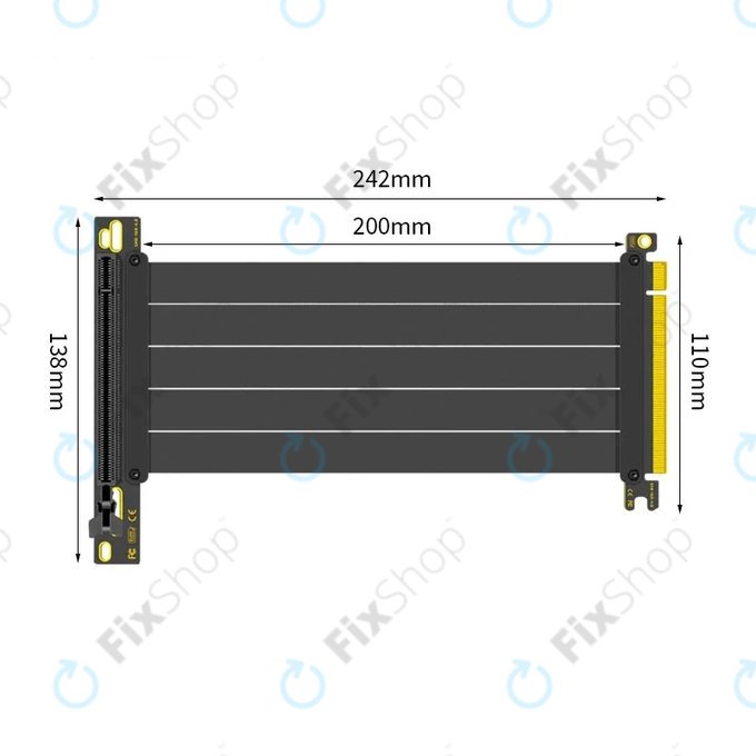 PCIe 4.0 x16 Riser-Kabel für Grafikkarte, 20cm, schwarz
