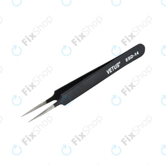 Vetus ESD-14 - Antistatische Metallpinzette mit gerader Spitze (110 mm)