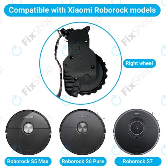 Xiaomi Roborock S5 Max, S6 Pure, S7 - Rad mit Motor (Rechts) (Schwarz)