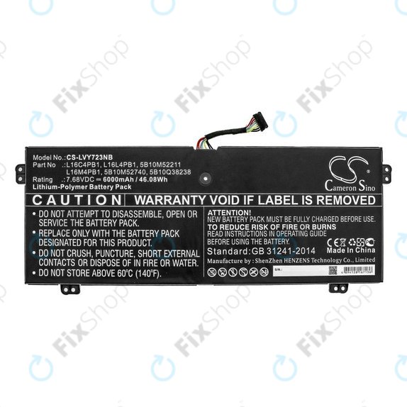 Ladegerät für Lenovo Yoga 720-13, 730-13, 6000mAh, Li-Pol, 7.68V, L16L4PB1, HQ