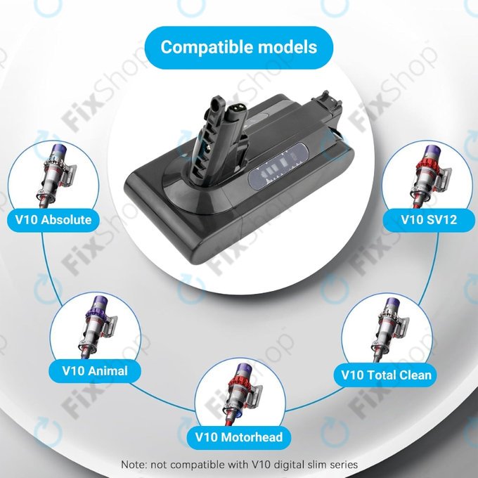 Dyson V10 - Akku Batterie 969352-02, SV12, 206340 Li-Ion 25.2V 2500mAh HQ