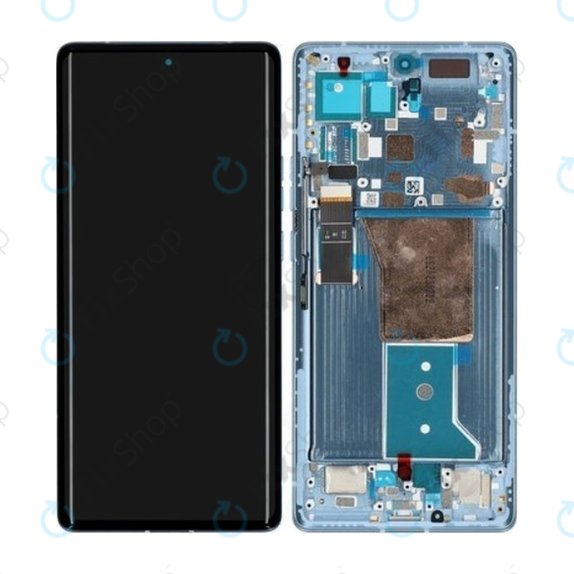 Motorola Edge 40 Pro - LCD Display + Touchscreen Front Glas + Rahmen (Lunar Blue) - 5D68C21987 Genuine Service Pack
