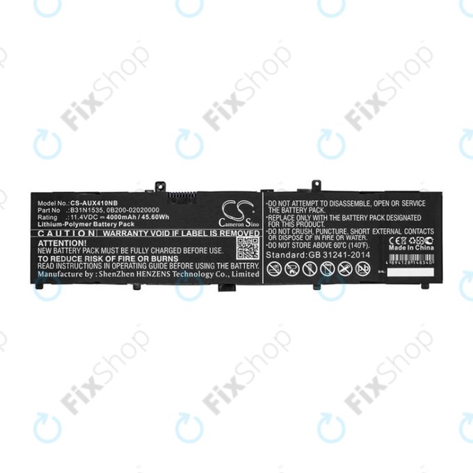 Akku batterie für Asus UX310, UX310UAK, UX410UQ, 4000mAh, Li-Pol, 11.4V, B31N1535, HQ