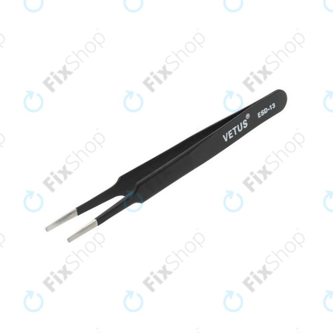 Vetus ESD-13 - Antistatische Metallpinzette mit flacher Spitze (115mm)