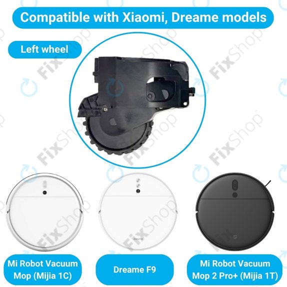 Xiaomi Dreame F9, Mi Robot Vacuum Mop (Mijia 1C), 2 Pro+ (Mijia 1T) - Rad mit Motor (Links) (Schwarz)