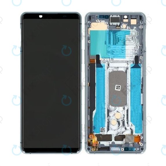 Sony Xperia 5 II - LCD Display + Touchscreen Front Glas + Rahmen (Grey) - A5024933A Genuine Service Pack