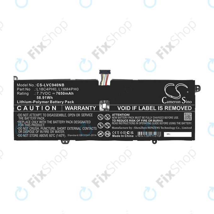 Batterie für Lenovo Yoga C940, 7650mAh, Li-Pol, 7.7V, L18C4PH0, HQ