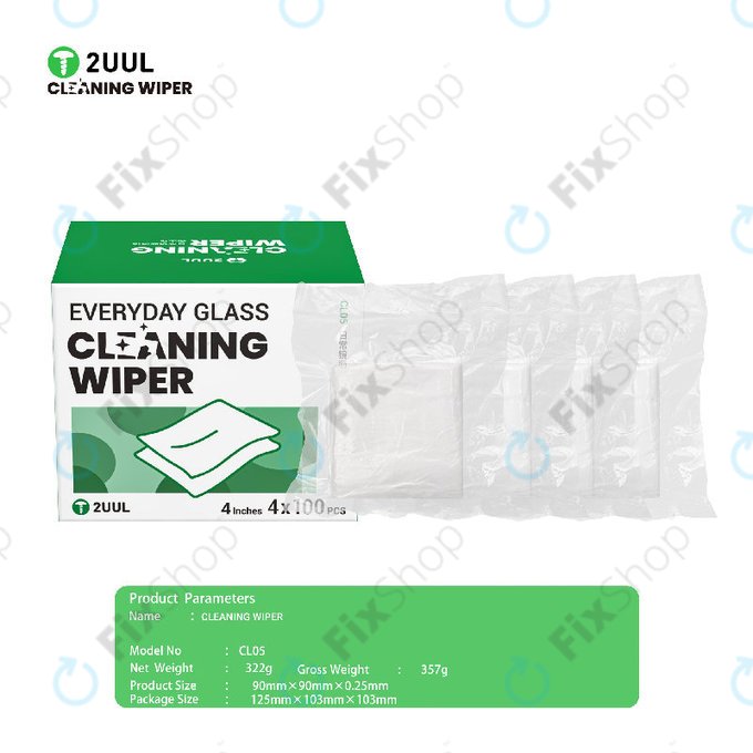 Glas-Reinigungstücher, fusselfrei, 2UUL CL05, 4x100 Stk./Box