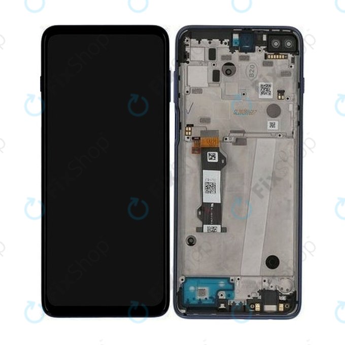 Motorola Moto G 5G Plus XT2075 - LCD Display + Touchscreen Front Glas + Rahmen (Surfing Blue) - 5D68C16996 Genuine Service Pack
