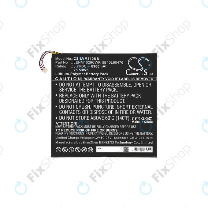 Batterie für Lenovo Miix 300, Miix 310, 6900mAh, Li-Pol, 3.7V, LENM1029CWP, HQ