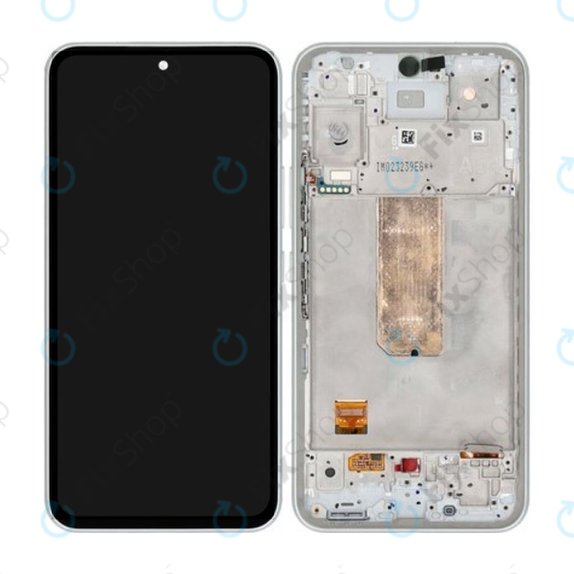 Samsung Galaxy A54 5G A546B - LCD Display + Touchscreen Front Glas + Rahmen (White) - GH82-31231B, GH82-31232B Genuine Service Pack
