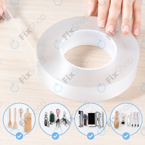 Doppelseitiges wasserfestes Klebeband, 20mm x 5m x 2mm, transparent