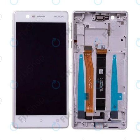 Nokia 3 - LCD Display + Touchscreen Front Glas + Rahmen (Silver White) - 20NE1SW0001 Genuine Service Pack