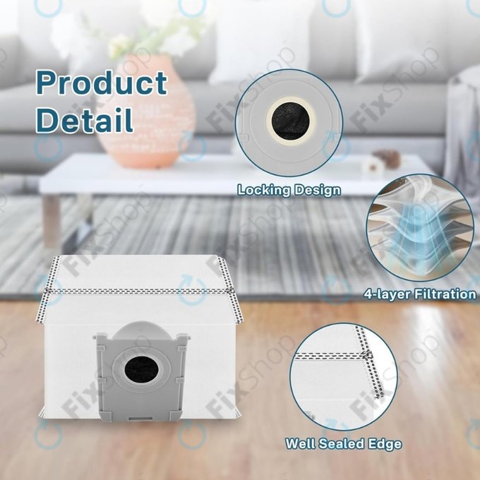 Staubbeutel, 4 Stk. für Ecovacs Deebot T30c, T50-series, T80-series, X8-series, X9 Pro-series
