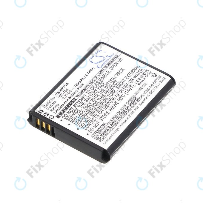 Akku batterie für Samsung ES, ST, 740mAh, Li-Ion, 3.7V, BP-70A, HQ