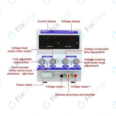 Dingke 1502D+ - Geregeltes DC-Netzteil für Handy-Reparatur-Test (0-15V, 0-2A, 230V EU)