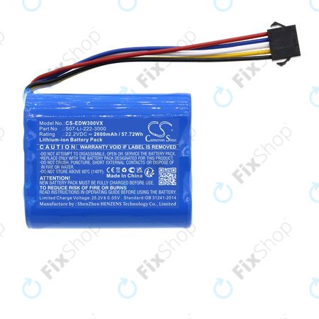 Akku batterie für Ecovacs Winbot X, WA30, WA50, 2600mAh, Li-Ion, 22.2V, S07-Li-222-3000, HQ