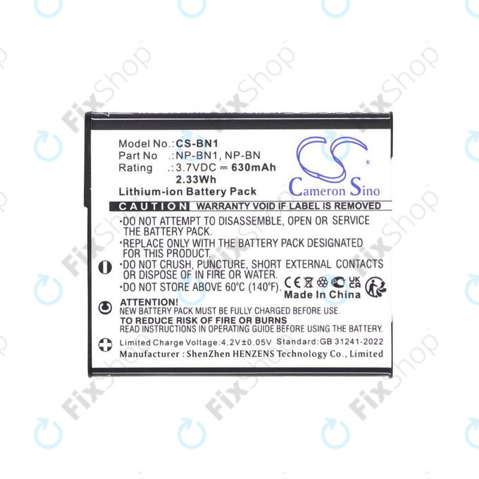 Akku batterie für Sony Cyber-Shot DSC-TX20, TX9, 630mAh, Li-Ion, 3.7V, NP-BN1, HQ
