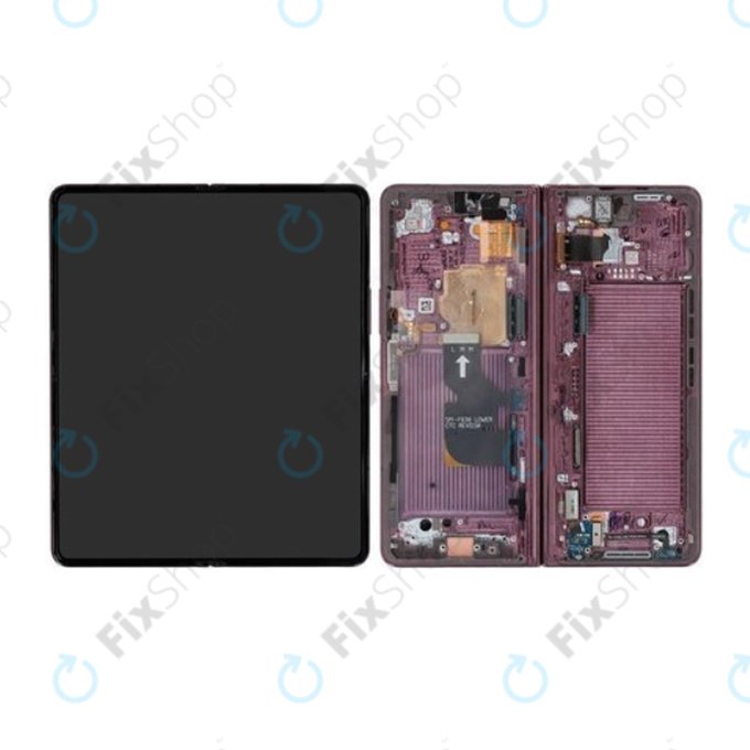 Samsung Galaxy Z Fold 4 F936B - LCD Display + Touchscreen Front Glas + Rahmen (Burgundy) - GH82-29461D, GH82-29462D Genuine Service Pack