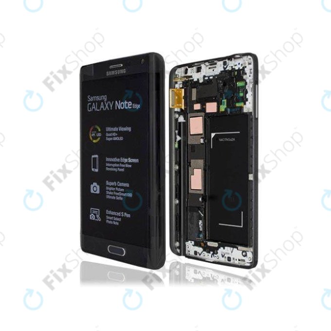 Samsung Galaxy Note Edge N915FY - LCD Display + Touchscreen Front Glas + Rahmen (Black) - GH97-16636A Genuine Service Pack