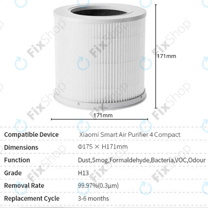 Xiaomi Smart Air Purifier 4 Compact - HEPA-Filter (Aktivkohle) (White)