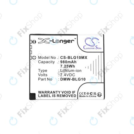 Akku batterie für Leica D-Lux Type 109, Panasonic Lumix DMC-GF3, GX7, LX100, 980mAh, Li-Ion, 7.4V, DMW-BLG10, HQ