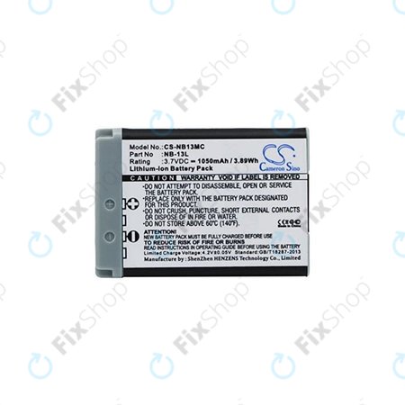 Canon Powershot G5X, G7X, G7X M2, G7X M3, G9X, G9X M2, PowerShot SX620HS, SX720HS, SX730HS, SX740HS - Akku Batterie NB-13L Li-Ion 1050mAh HQ