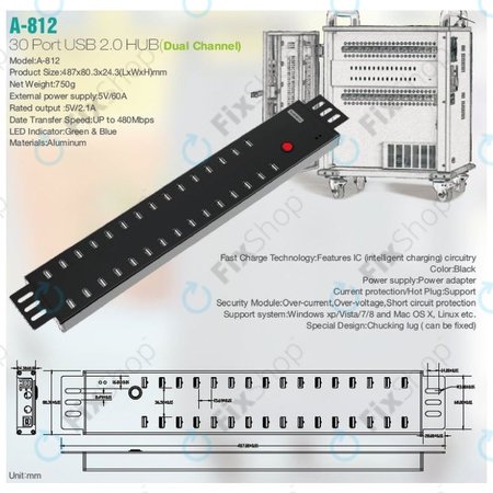 Sipolar A-812 - USB 2.0 HUB mit 30 Anschlüssen