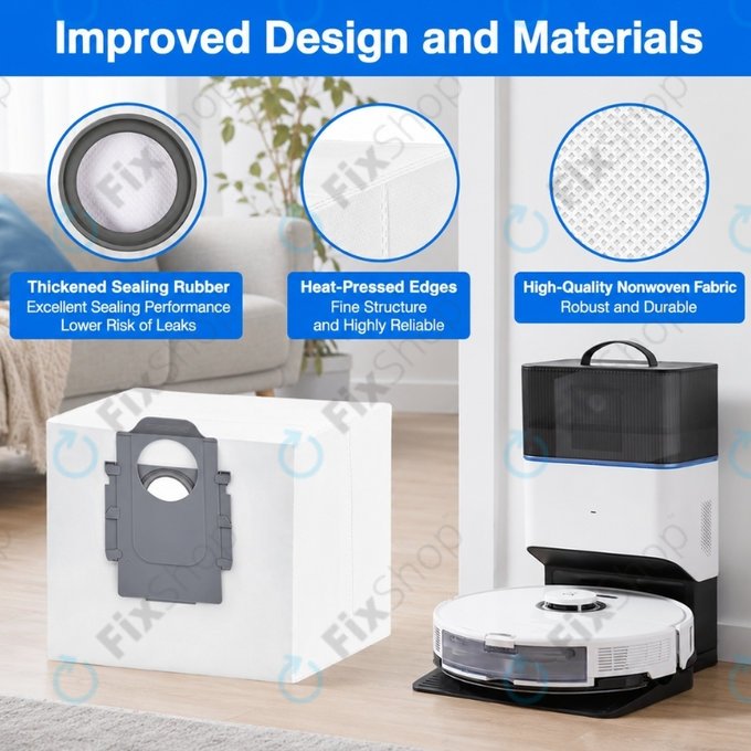 Ersatzteilset für Xiaomi Roborock Q7+, Q7 Max, Q7 Max+ (2x Hauptbürste, 4x Filter, 4x Seitenbürste – weiß, 4x Wischtuch, 4x Staubbeutel)