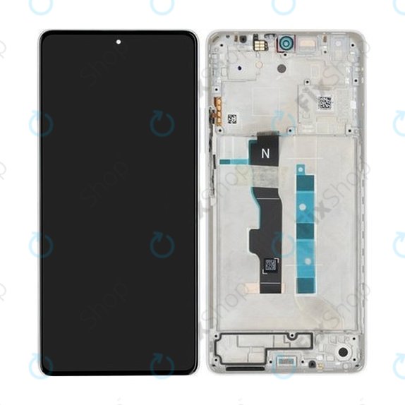Xiaomi Redmi Note 13 5G 2312DRAABC - LCD Display + Touchscreen Front Glas + Rahmen (Arctic White) - 5600040N1700 Genuine Service Pack