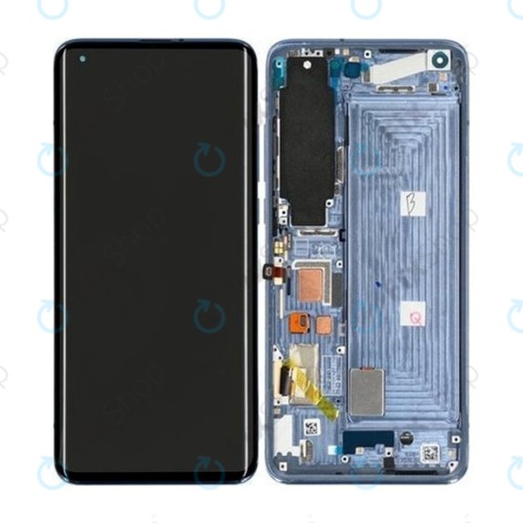 Xiaomi Mi 10 - LCD Display + Touchscreen Front Glas + Rahmen (Twilight Grey) - 56000500J200 Genuine Service Pack
