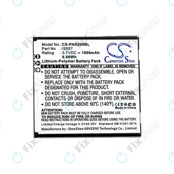 Batterie für Pax myPOS D200, D200T, IS275, D200, 1800mAh, Li-Pol, 3.7V, IS057, HQ