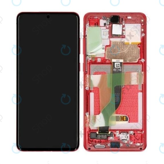 Samsung Galaxy S20 Plus G985F - LCD Display + Touchscreen Front Glas + Rahmen (Aura Red) - GH82-22134G, GH82-22145G Genuine Service Pack