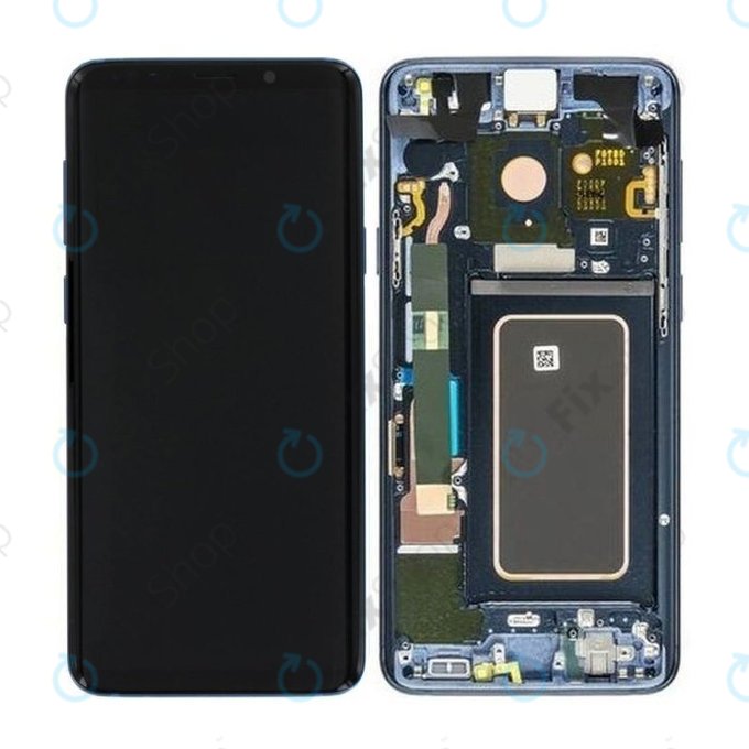 Samsung Galaxy S9 Plus G965F, G965FD - LCD Display + Touchscreen Front Glas + Rahmen (Koralle Blue) - GH97-21691D, GH97-21722D, GH97-21692D Genuine Service Pack
