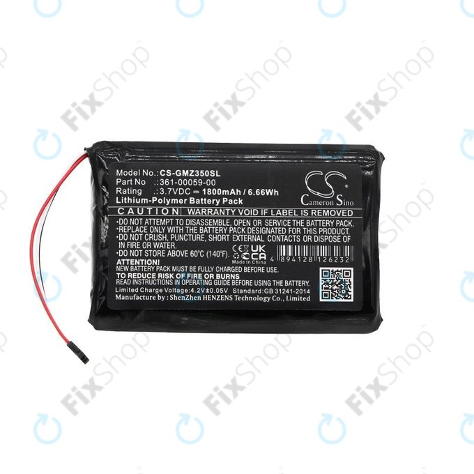 Batterie für Garmin Zumo 340LM, 350LM, 390LM, 1800mAh, Li-Pol, 3.7V, 361-00059-00, HQ
