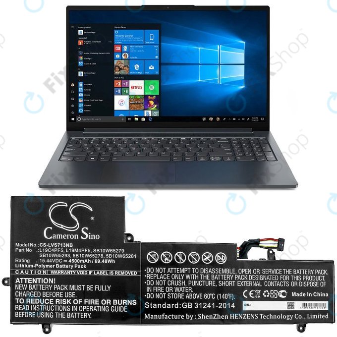 Akku batterie für Lenovo Yoga Slim 7-15IIL, 4500mAh, Li-Pol, 15.44V, L19C4PF5, HQ