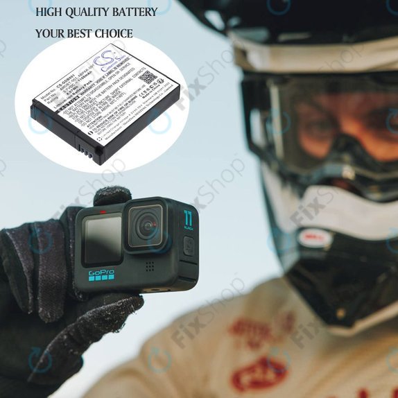 Akku batterie für GoPro HD Hero, Hero2, 1100mAh, Li-Ion, 3.7V, AHDBT-001, HQ