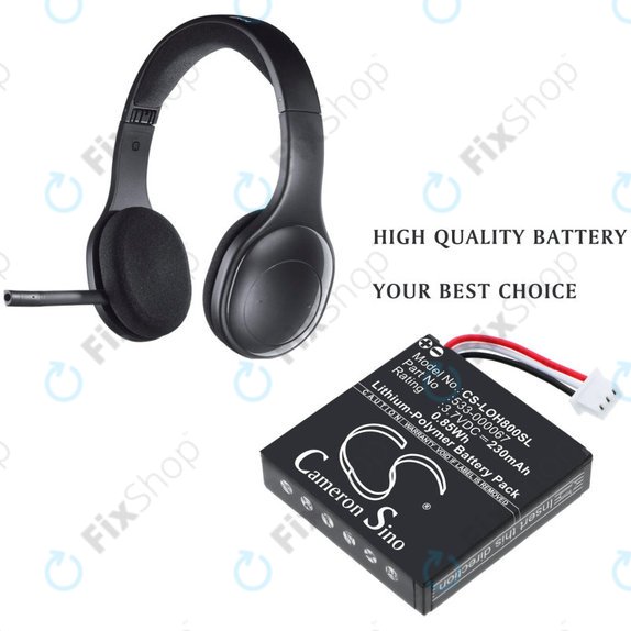 Batterie für Logitech H800, 230mAh, Li-Pol, 3.7V, 533-000067, HQ