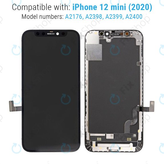 Display für iPhone 12 Mini, Touchscreen-Glas mit Rahmen, Refurbished