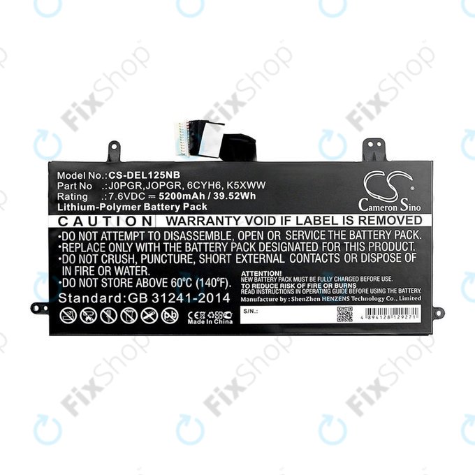 Batterie für Dell Latitude 5290, Latitude 12 5285, 5200mAh, Li-Pol, 7.6V, J0PGR, HQ