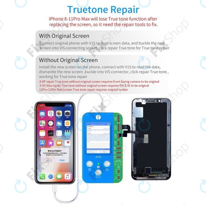 JC V1S - Multifunktionales Programmiergerät + LCD-Platine (iPhone 7 - 11 Pro Max)